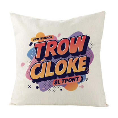 Orange Alphabet Printed Sofa Pillow Case No Core Print On Your Demand, 50x50cm, 60x60cm