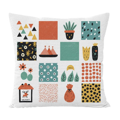 Grid Printed Sofa Pillow Case No Core Print On Your Demand, 35x35cm, 40x40cm, 45x45cm