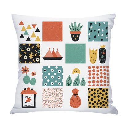Grid Printed Sofa Pillow Case No Core Print On Your Demand, 50x50cm, 60x60cm
