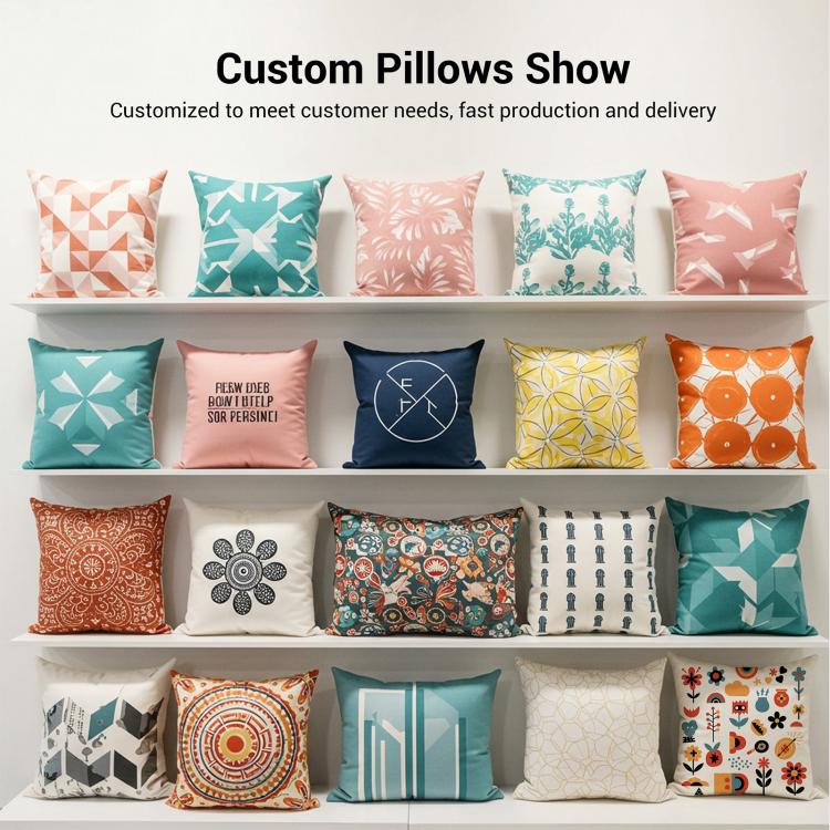 Grid Printed Sofa Pillow Case No Core Print On Your Demand, 35x35cm, 40x40cm, 45x45cm