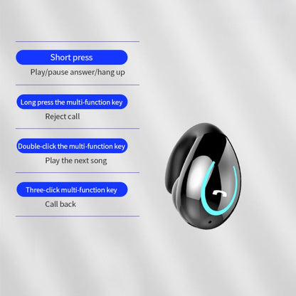 YX08 Ultra-light Ear-hook Wireless V5.0 Bluetooth Earphones Ear Clip Stereo Bluetooth Headset with Mic, Single