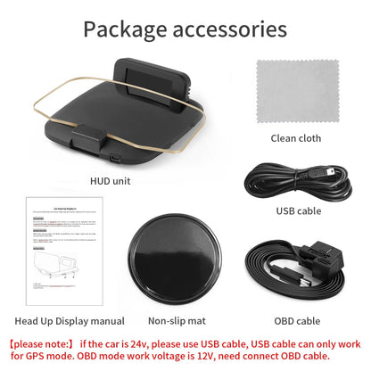 C1 OBD2 + GPS Mode Car HUD Head-up Display Compass / Speed / Water Temperature / Voltage Display / Speed Alarm / Fault Alarm, C1 Without Navigation Function