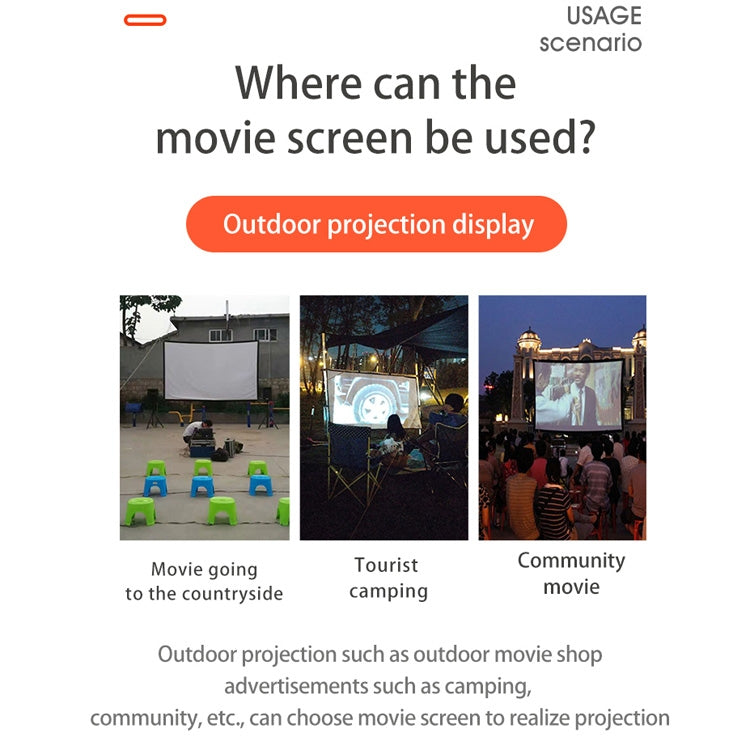 Simple Folding High Density Polyester Projector Film Curtain, 60 inch (4:3) Projection Area: 120x90cm, 72 inch (16:9) Projection Area: 159x90cm, 72 inch (4:3) Projection Area: 146x110cm, 84 inch (16:9) Projection Area: 186x105cm                        ...