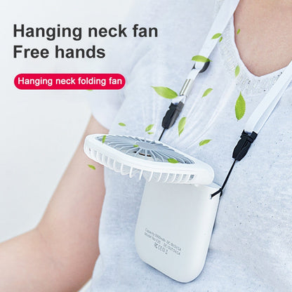 F20 Electroplating Handheld Fan Portable Desktop Folding Mute USB Hanging Neck Fan, F20 (Blue), F20 (White), F20 (Pink), F20 (Green)