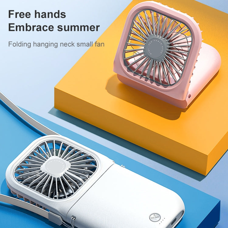 F20 Electroplating Handheld Fan Portable Desktop Folding Mute USB Hanging Neck Fan, F20 (Blue), F20 (White), F20 (Pink), F20 (Green)