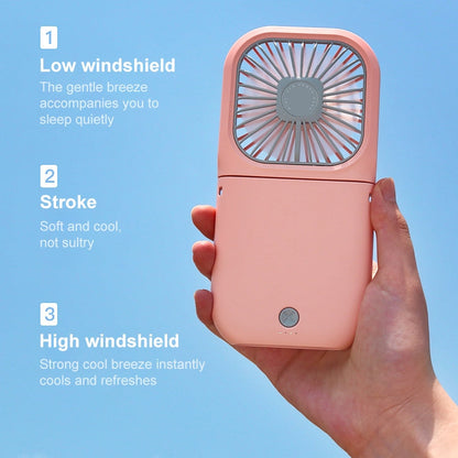 F20 Electroplating Handheld Fan Portable Desktop Folding Mute USB Hanging Neck Fan, F20 (Blue), F20 (White), F20 (Pink), F20 (Green)