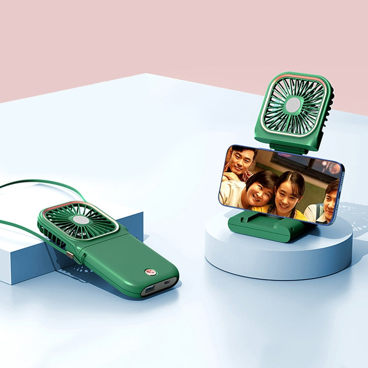 F30 Electroplating Handheld Fan Portable Desktop Folding Mute USB Hanging Neck Fan, Upgraded Version, F30 (Green), F30 (Blue), F30 (White), F30 (Pink)