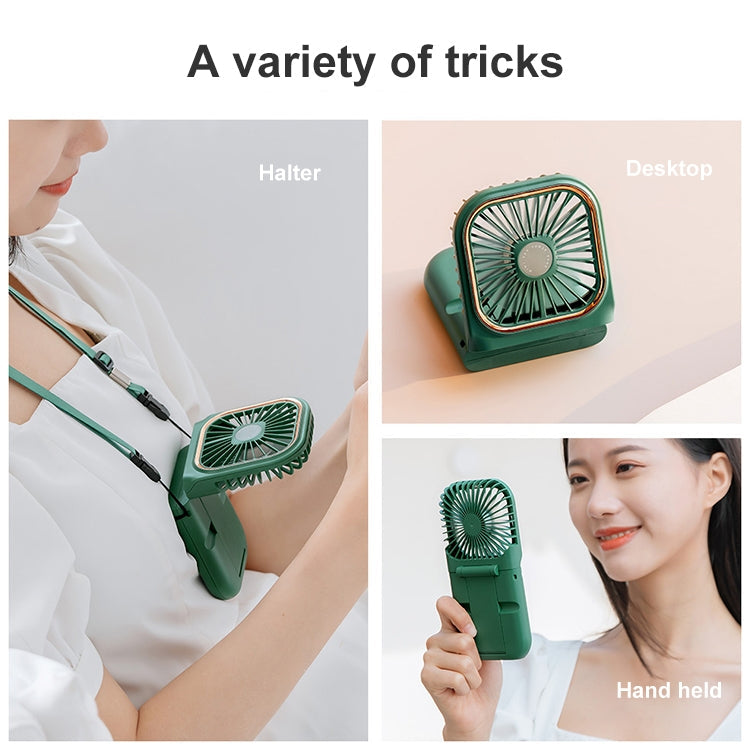 F30 Electroplating Handheld Fan Portable Desktop Folding Mute USB Hanging Neck Fan, Upgraded Version, F30 (Green), F30 (Blue), F30 (White), F30 (Pink)
