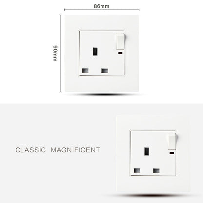 86 Type PC 13A Three Hole Power Socket with Light Switch, UK Plug