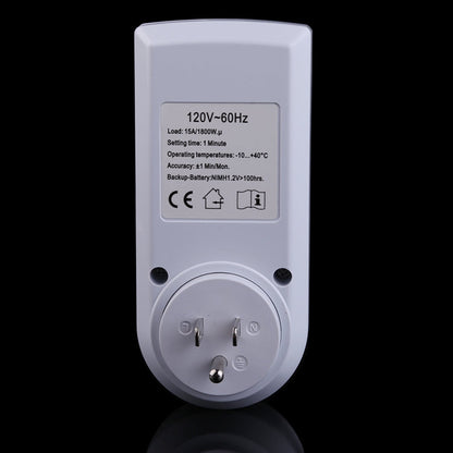 AC 120V Smart Home Plug-in Programmable LCD Display Clock Summer Time Function 12/24 Hours Changeable Timer Switch Socket, US Plug, AC 120V US Plug