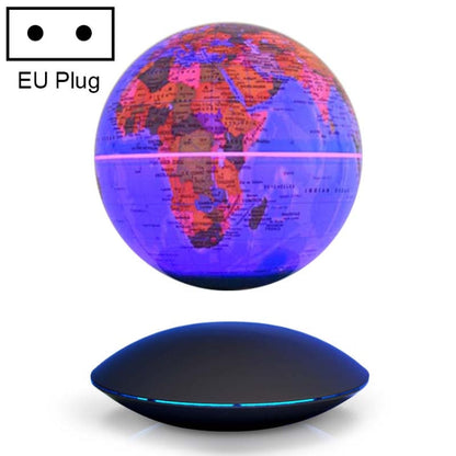 6 inch Rotation Illuminating English Magnetic Levitation Globe Office Crafts Ornaments, EU Plug, Black EU Plug, Baby Blue EU Plug