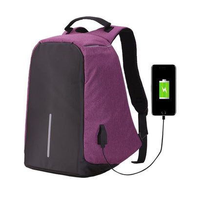 Multi-Function Large Capacity Travel Anti-theft Security Casual Backpack Laptop Computer Bag with External USB Charging Interface for Men / Women, Size: 42 x 29 x 14 cm, Black, Grey, Blue, Purple