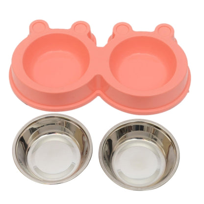 2 in 1 Stainless Steel  Bowls, Anti-slippery Mat Cartoon Shape Detachable Pets Bowls, Random Color Delivery, 2 in 1 Cartoon Shape Pets Bowls
