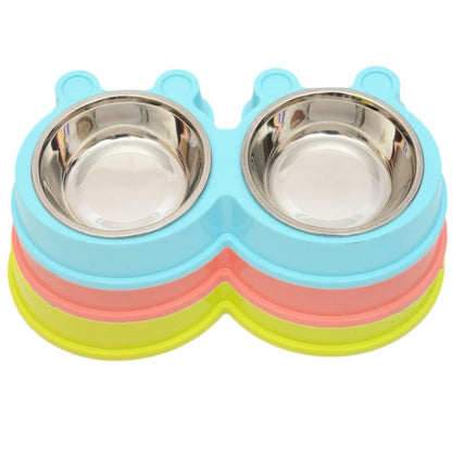 2 in 1 Stainless Steel  Bowls, Anti-slippery Mat Cartoon Shape Detachable Pets Bowls, Random Color Delivery, 2 in 1 Cartoon Shape Pets Bowls