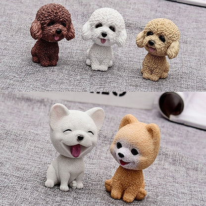 Shaking Head Dog Car Ornaments Resins Lovely Cartoon Dog New Year Gifts with Double-sided Adhesive Tape, Inu Cartoon Dog, Bulldog Cartoon Dog, Husky Dog Cartoon Dog, Corgi Dog Cartoon Dog, White Teddy Cartoon Dog, Brown Teddy Cartoon Dog               ...