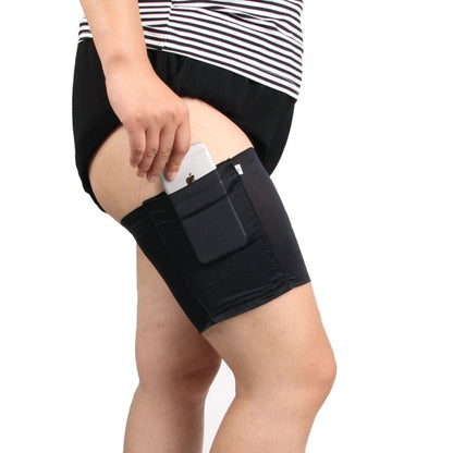 Women Solid Color Silicone Antiskid Non-slip Thigh Sock Anti Chafing Elastic Bands with Card Mobile Phone Bag, Size: 60-68cm, Size: 60-68cm
