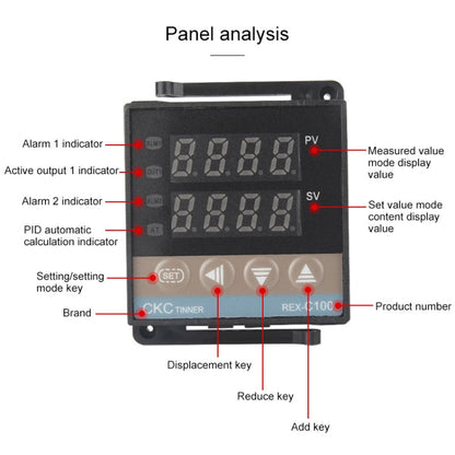 11000W REX-C100 Thermostat + Heat Sink + Thermocouple + SSR-100 DA Solid State Module Intelligent Temperature Control Kit, 100DA