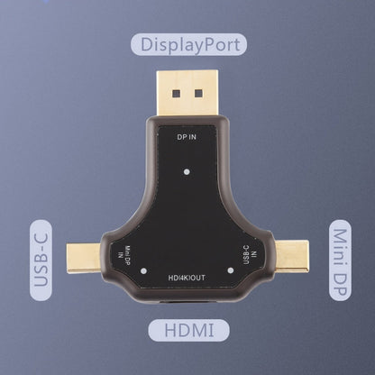 D63A DisplayPort + Mini DP + UCB-C / Type-C Male to HDMI Female 3 in 1 Adapter, D63A