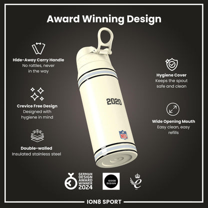 NFL x ION8 Insulated Steel Water Bottle, NFL Raiders, 750ml (24oz)