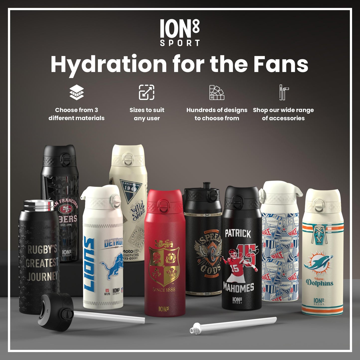 NFL x ION8 Insulated Steel Water Bottle, NFL Raiders, 750ml (24oz)