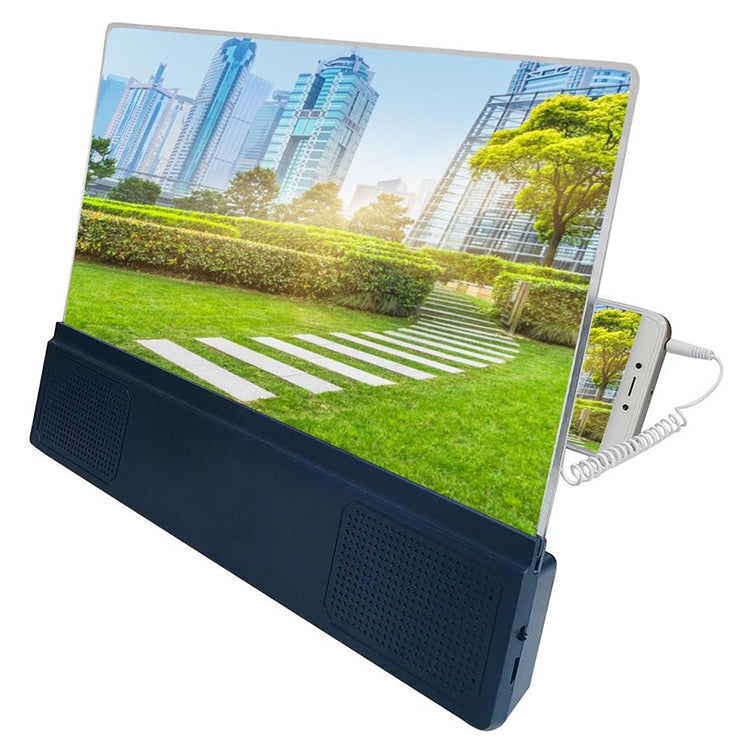 F5 12 inch Universal Mobile Phone Screen Amplifier HD Video Amplifier with Stand & Speaker, Charging Version, 12 inch Charging Version