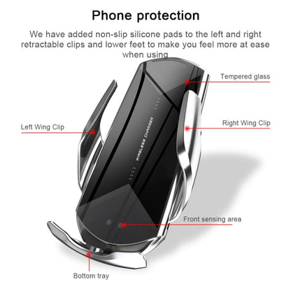 Q2 15W Universal Rotation Infrared Induction Magnetic Car Wireless Charging Mobile Phone Holder with Micro USB + 8 Pin + Type-C / USB-C Magnetic Connector, Q2 Black, Q2 Red, Q2 Silver