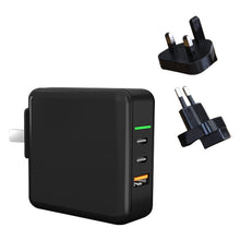 65W USB Ports x 1 + Type-C Port x 2 GaN Portable Mini Fast Charger Travel Charger with UK & US & EU Plug Set