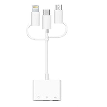 3 in 1 8-Pin And Micro USB And Type-C to TF & SD Card Reader USB OTG Extender Adapter