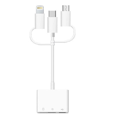 3 in 1 8-Pin And Micro USB And Type-C to TF & SD Card Reader USB OTG Extender Adapter