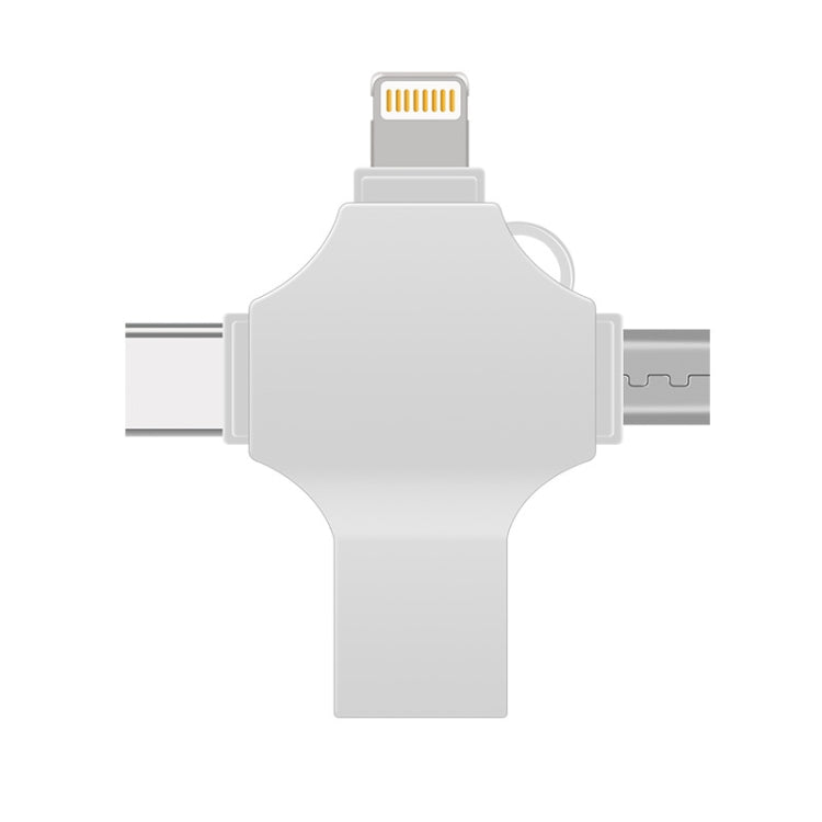 Cross 4 in 1 128GB 8 Pin + Micro USB + USB-C / Type-C + USB 3.0 Metal Flash Disk, 128GB