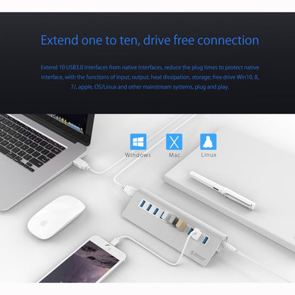ORICO M3H10-U3-V2 Aluminum Alloy 10 USB 3.0 Ports HUB, M3H10-U3-V2