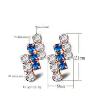 1 Pair Of 18 k Gold Irregular Geometrical Sterling Silver Crystal Stud Earring For Women, 21*9 mm, Blue, Red