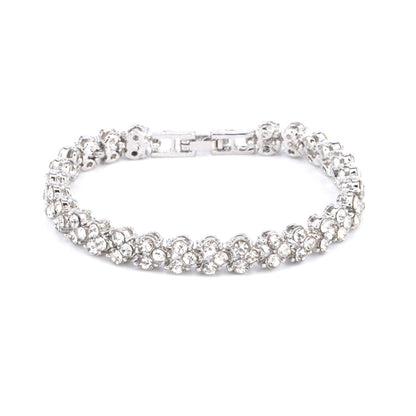 Glamorous Female Crystal Bracelet with Artificial Diamond Inlaid for Wedding, Engagement, Mother`s Day And Birthday Gift, Diameter: 5.25 cm, Perimeter:16.5 cm, Silver