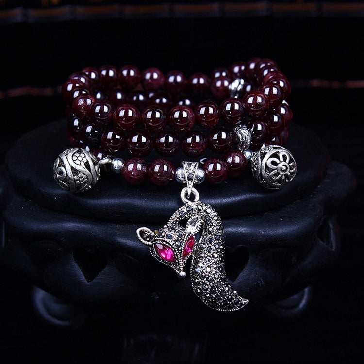 Fashion Jewelry Accessory Garnet Beads Bracelet, Pink Crystal & Cat, Pink Crystal & Elephant & Fish, Red Agate & Elephant, Red Agate & Pi Xiu, Violitde, Garnet, Blue Sandstone & Calabash, Red Agate & Buddha Head, Aquamarine & Longevity Lock, White Jade