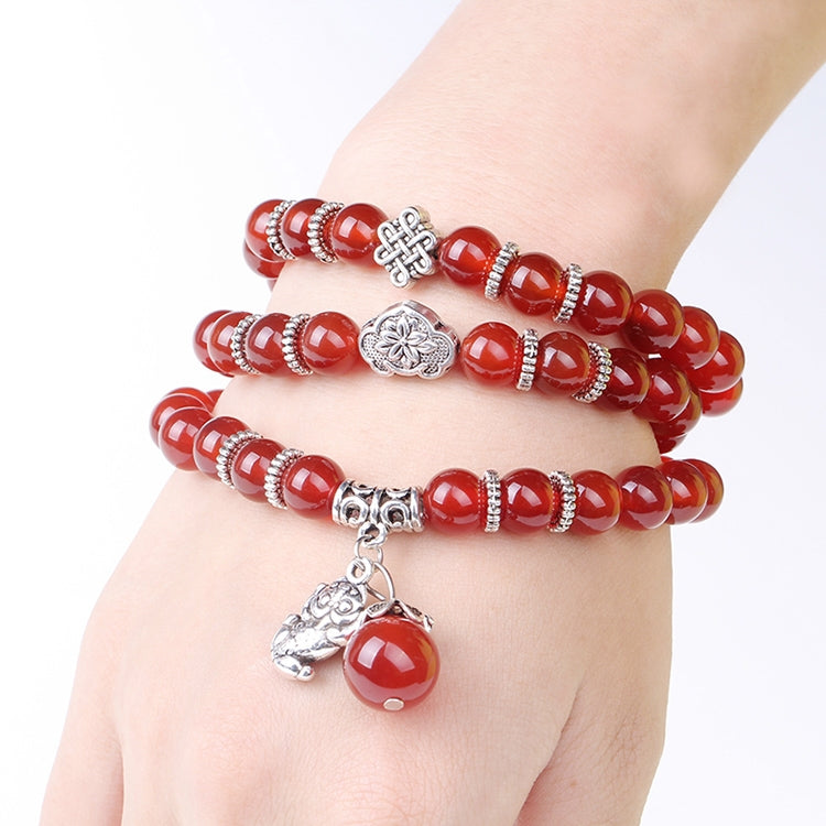 Fashion Jewelry Accessory Garnet Beads Bracelet, Pink Crystal & Cat, Pink Crystal & Elephant & Fish, Red Agate & Elephant, Red Agate & Pi Xiu, Violitde, Garnet, Blue Sandstone & Calabash, Red Agate & Buddha Head, Aquamarine & Longevity Lock, White Jade