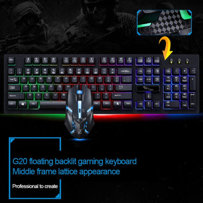 ZGB G20 1600 DPI Professional Wired Glowing Mechanical Feel Suspension Keyboard + Optical Mouse Kit for Laptop, PC