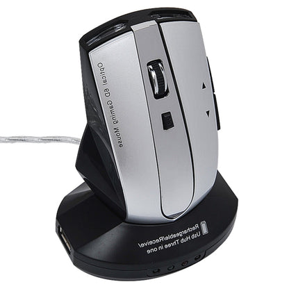 MZ-011 2.4GHz 1600DPI Wireless Rechargeable Optical Mouse with HUB Function, Pearl White, Blue, Silver, Black, Black Silver, White + Royal Blue