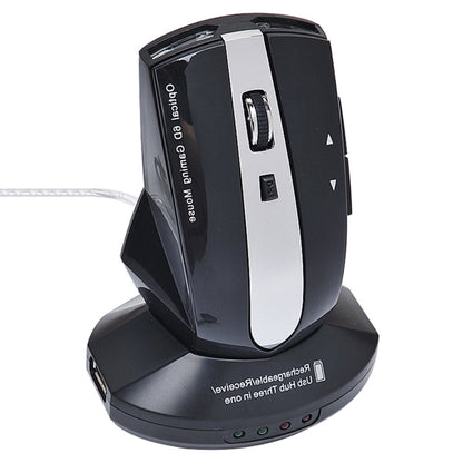 MZ-011 2.4GHz 1600DPI Wireless Rechargeable Optical Mouse with HUB Function, Pearl White, Blue, Silver, Black, Black Silver, White + Royal Blue