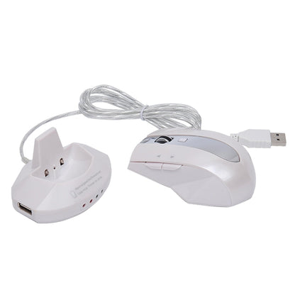 MZ-011 2.4GHz 1600DPI Wireless Rechargeable Optical Mouse with HUB Function, Pearl White, Blue, Silver, Black, Black Silver, White + Royal Blue