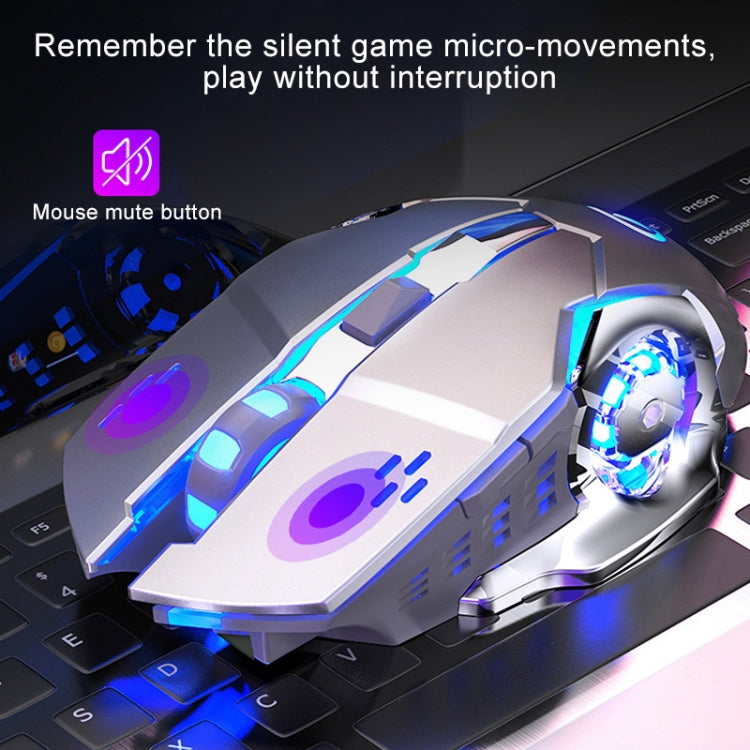 YINDIAO A4 2.4GHz 1600DPI 3-modes Adjustable Rechargeable Wireless Silent Gaming Mouse (Grey Silver), Black Silver