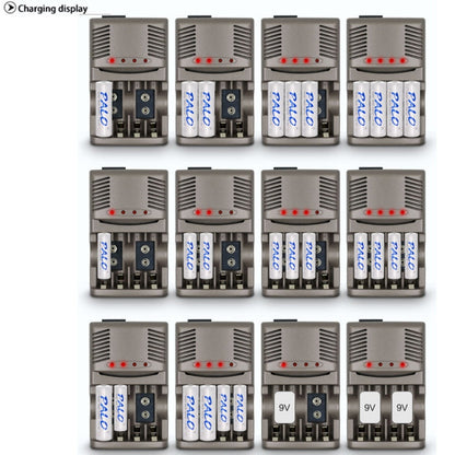 AC 100-240V 4 Slot Battery Charger for AA & AAA & 9V Ni-MH Battery, UK Plug