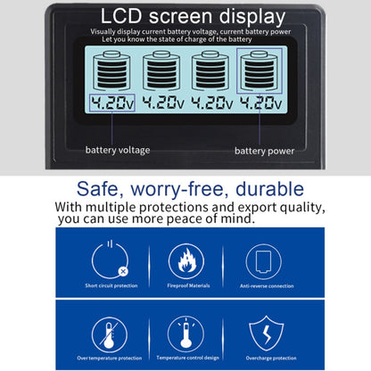 Micro USB 4 Slot Battery Charger for 3.7V Lithium-ion Battery, with LCD Display