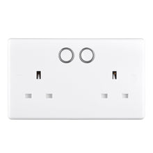 British General Slim Nexus Double Switched 13A Power Socket + Smart Home Control - White