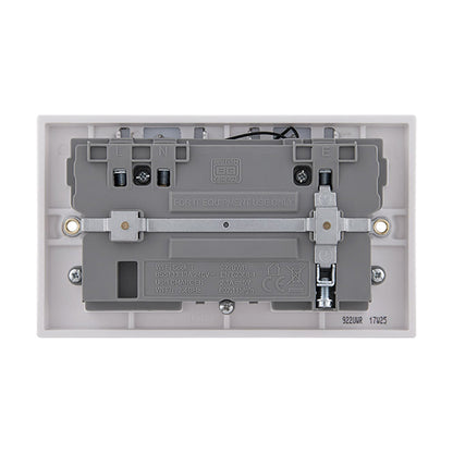 British General Square Edge 13A 2 Gang Switched Socket with Wi-Fi Extender + 1x USB-A 2.1A - White