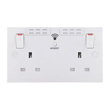 British General Square Edge 13A 2 Gang Switched Socket with Wi-Fi Extender - White