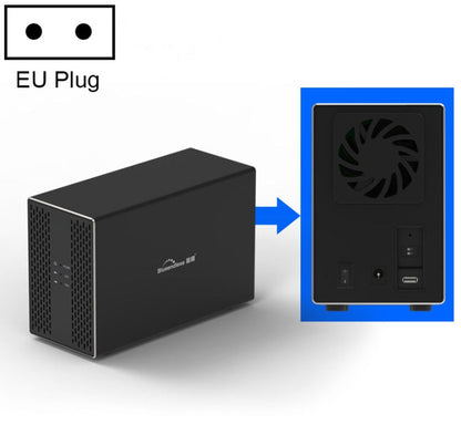Blueendless Type-C / USB-C Interface 3.5 inch 2 Bay RAID Combination Array HDD External Enclosure, Type-C