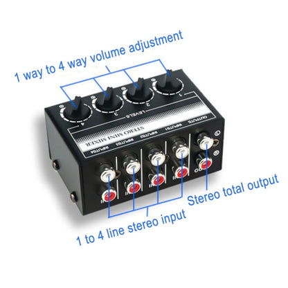 CX400 Audio Stereo Hub 4 Channel Mixer Controller