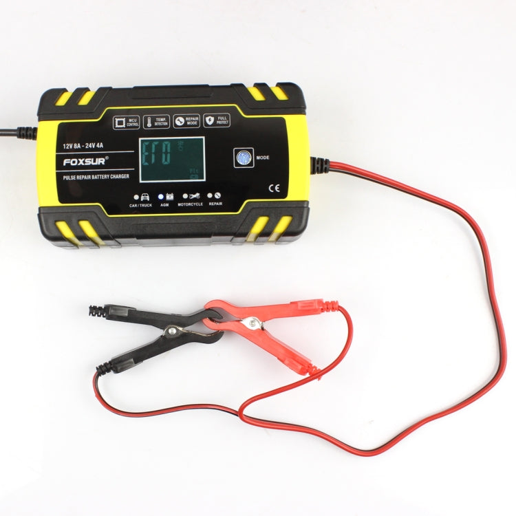 FOXSUR 12V-24V Car Motorcycle Truck Repair Battery Charger AGM Charger, EU Plug, US Plug, EU Plug, UK Plug