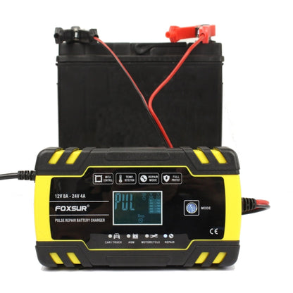FOXSUR 12V-24V Car Motorcycle Truck Repair Battery Charger AGM Charger, EU Plug, US Plug, EU Plug, UK Plug