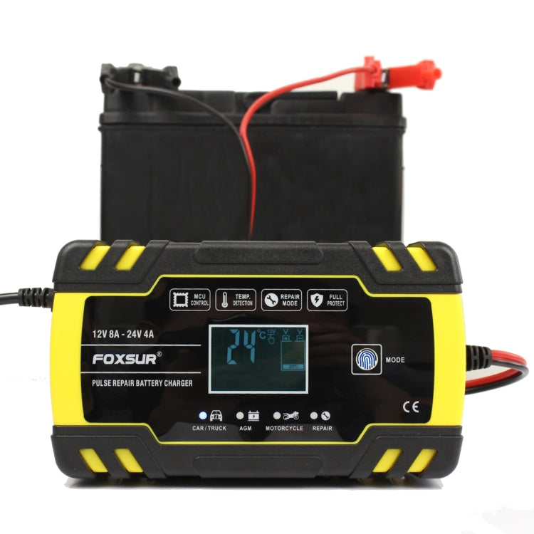 FOXSUR 12V-24V Car Motorcycle Truck Repair Battery Charger AGM Charger, EU Plug, US Plug, EU Plug, UK Plug